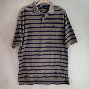 Vintage Polo Ralph Lauren Striped Polo Collared Shirt Size Large Made In USA